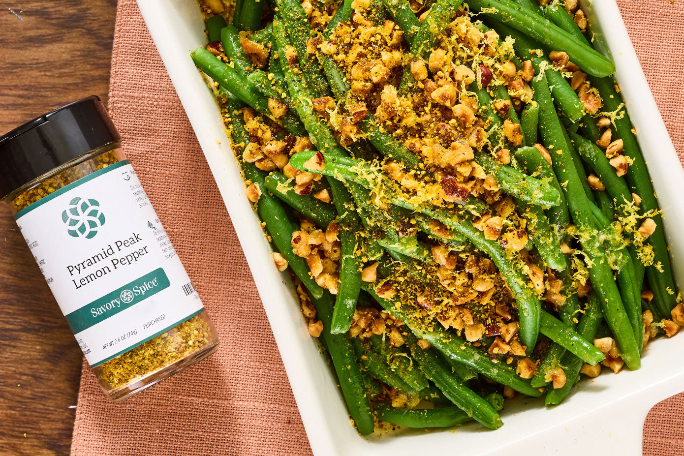 Green Beans with Toasted Hazelnuts & Lemon Pepper Butter