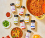 over head image of the 10 products in the award winning chili bundle